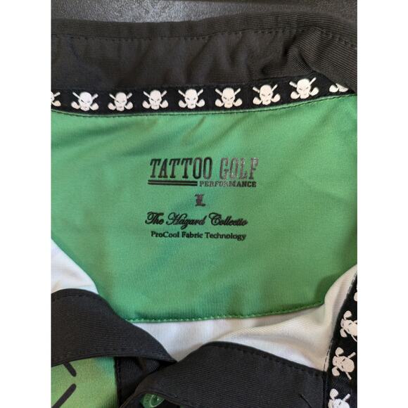 Tattoo Golf Mens L Polo Shirt Hazard Procool Fabric Stretch Performance Athletic - Picture 11 of 12